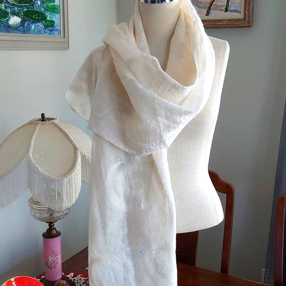 Hand Crafted Accessories - Handmade felted silk merino wool scarf